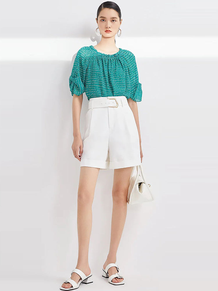 Verdant Breeze Semi Off-Shoulder Blouse