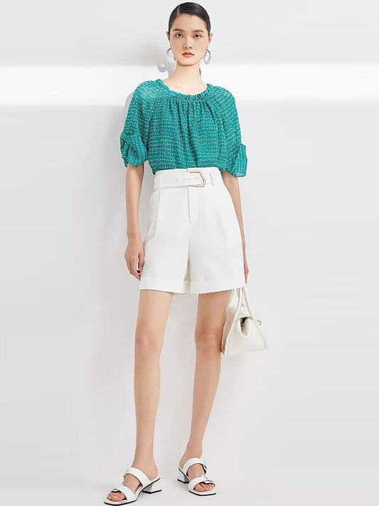 Verdant Breeze Semi Off-Shoulder Blouse