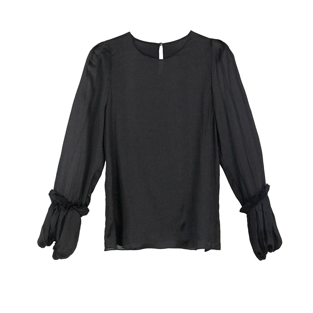 Semi-Sheer Midnight Elegance Blouse