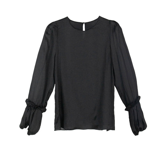 Semi-Sheer Midnight Elegance Blouse