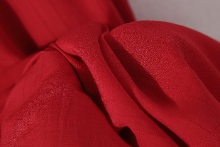 Ruby Radiance Stretch-Waist Dress