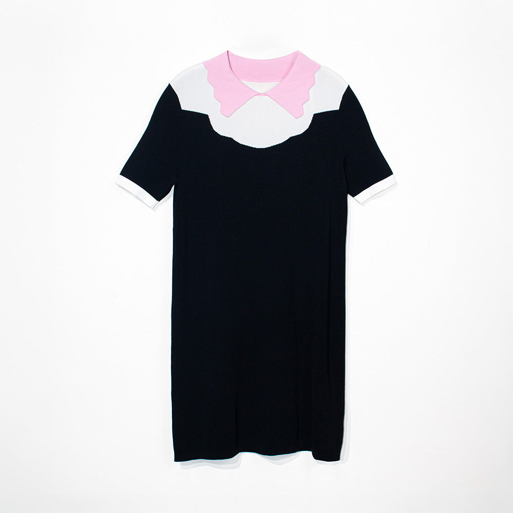 Knitted Contrast Collar Dress
