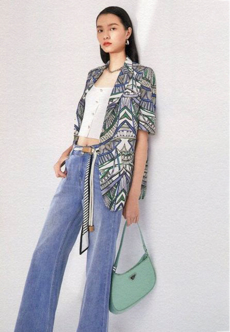 Geometric Wrap Blazer