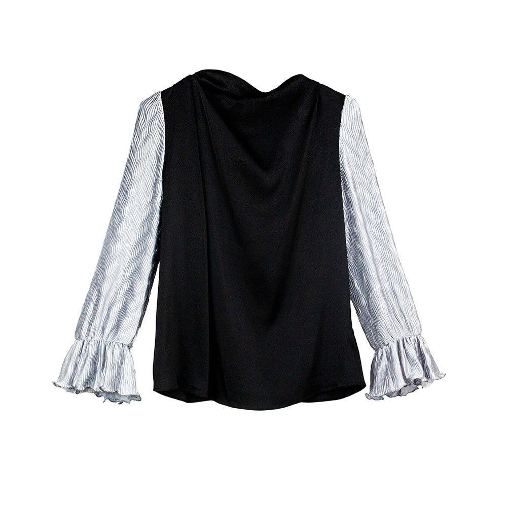 Elegant Contrast Bell Sleeve Top