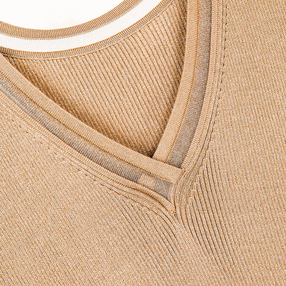 Caramel V-neck Top