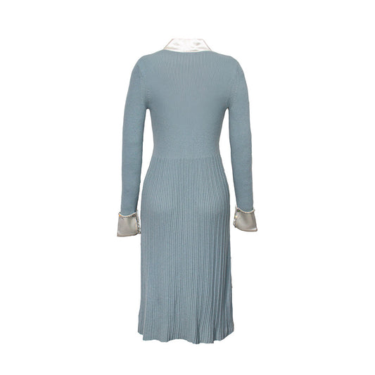 Knitted Ribbon Tie Neck Dress