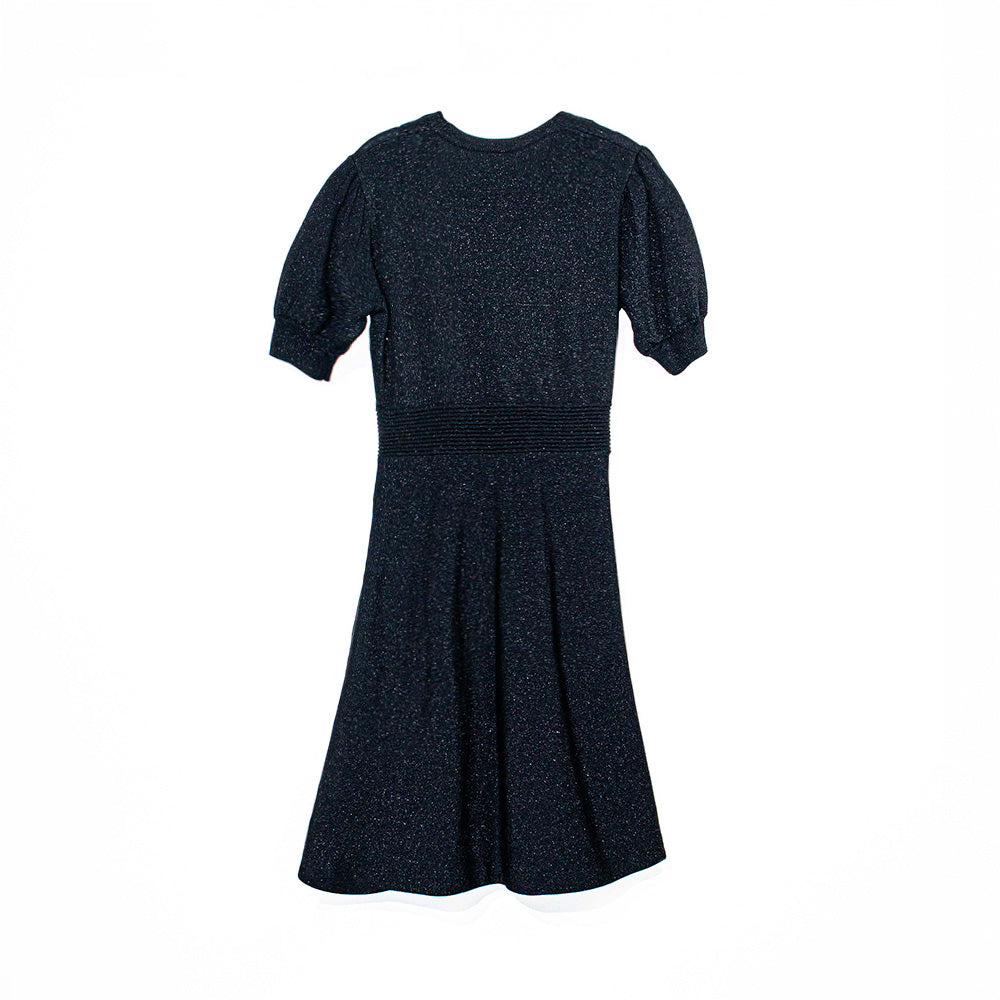 Knitted Black Dress with Textured Shimmer