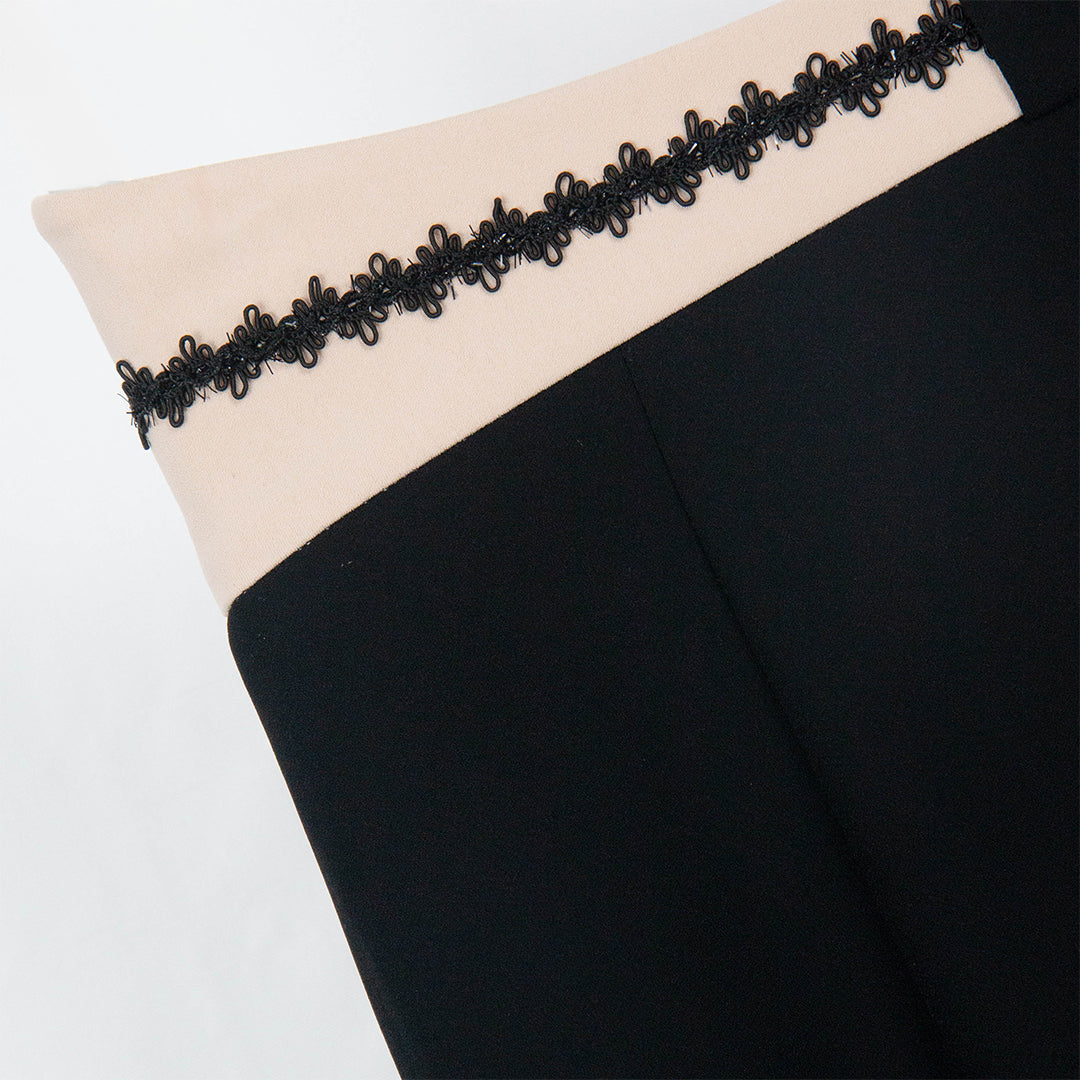 Black Skirt with Waist Lace Accent