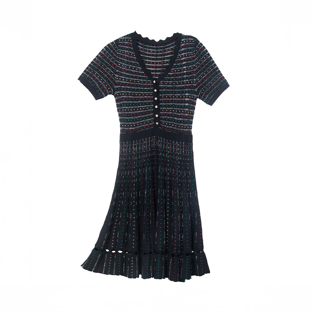 Midnight Confetti Pointelle Dress