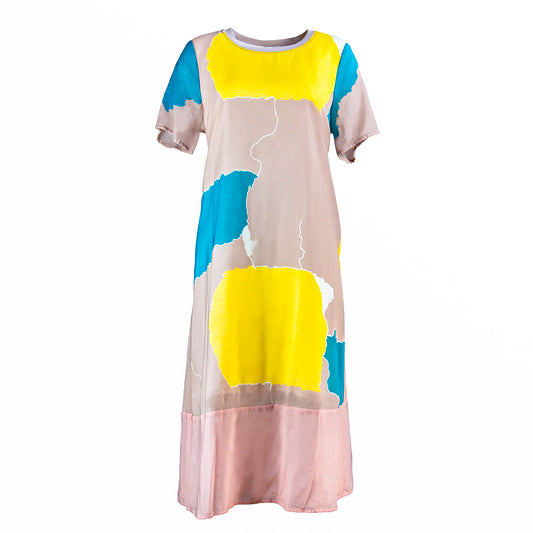 Color-Block Abstract T-Shirt Dress