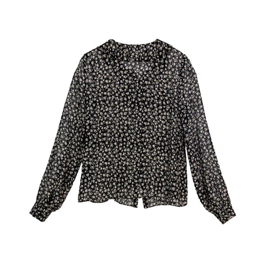 Semi-Sheer Black Floral Blouse