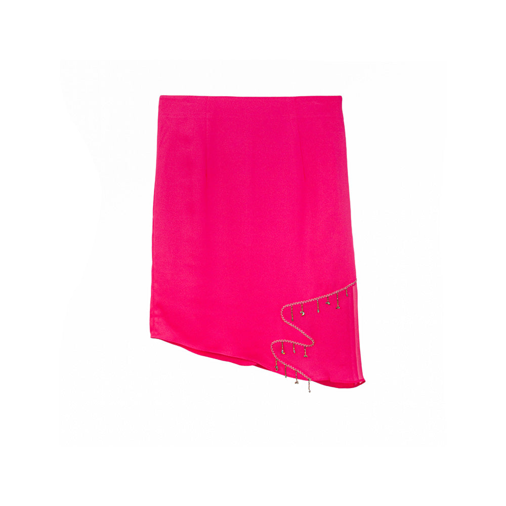 Pink Asymmetrical Skirt with Beaded Accent