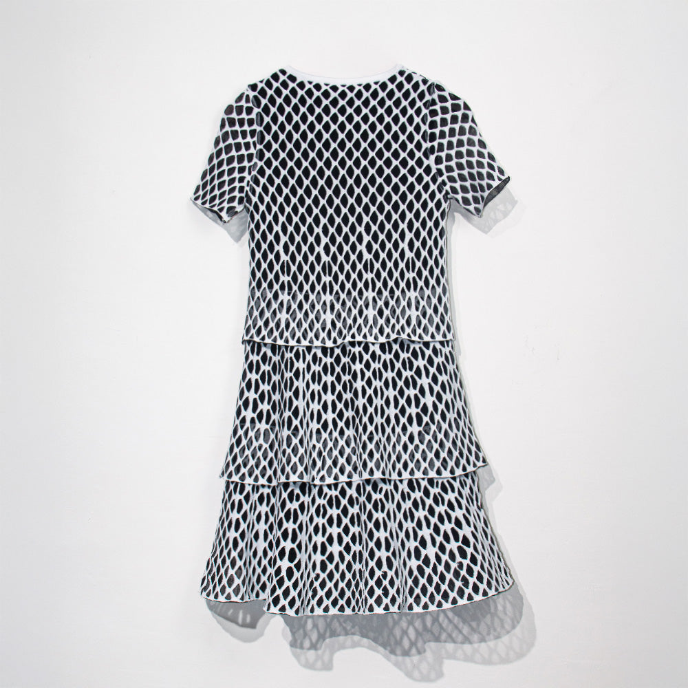 Knitted Geometric Charm Tiered Dress