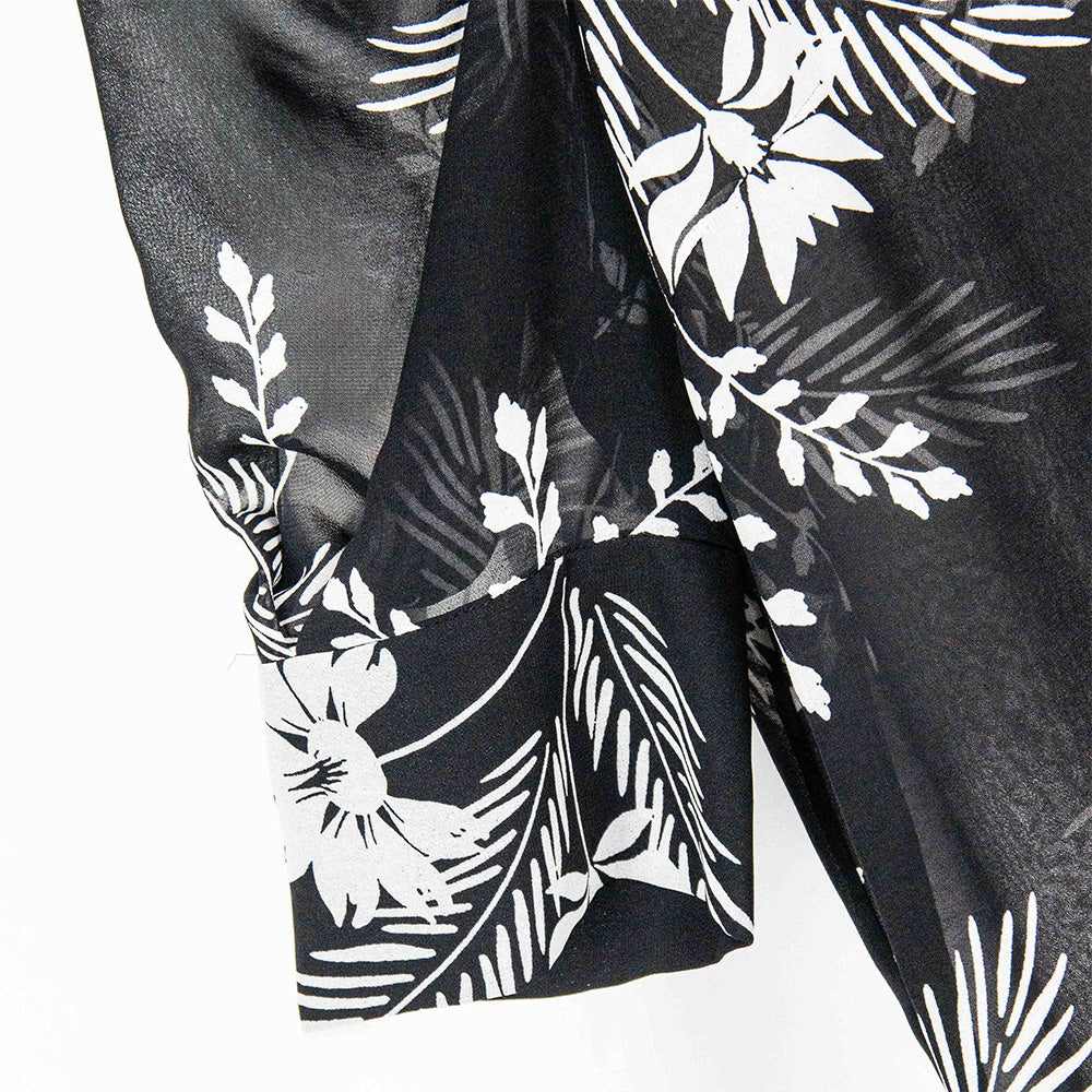 Semi-Sheer Floral Print Blouse