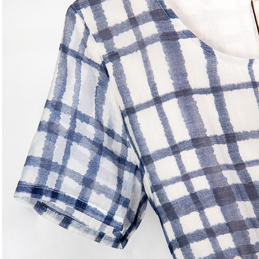 Blue Plaid Tie-Waist Dress