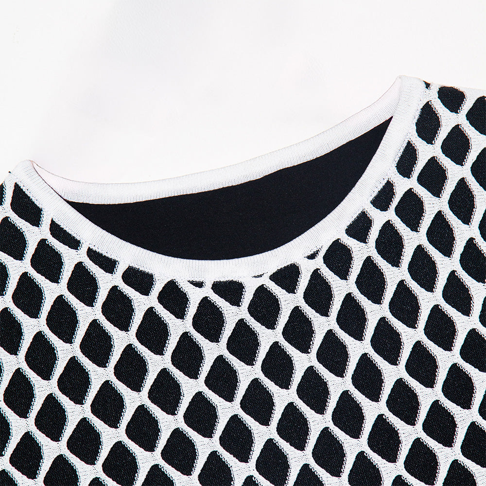 Knitted Geometric Charm Tiered Dress