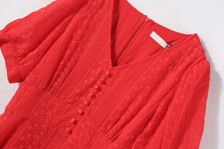 Fiery Red Lace Dress