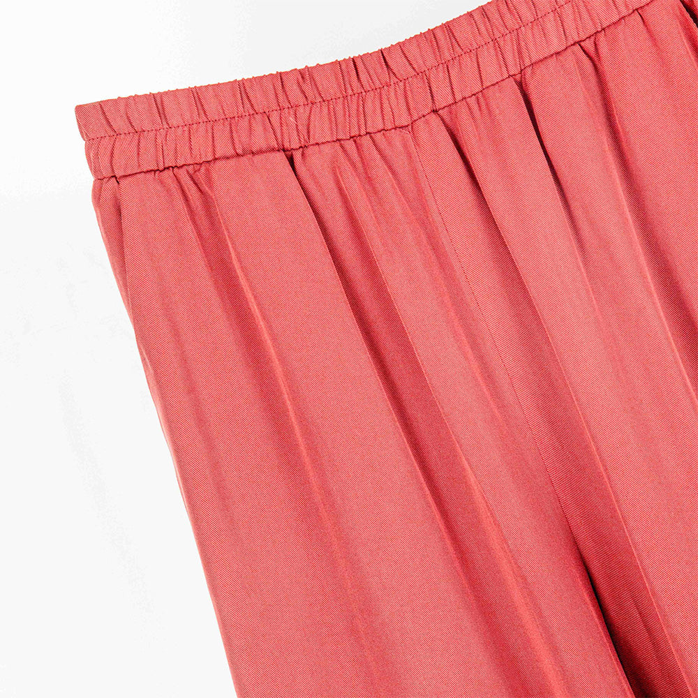 Red Wide-Leg Garter Pants