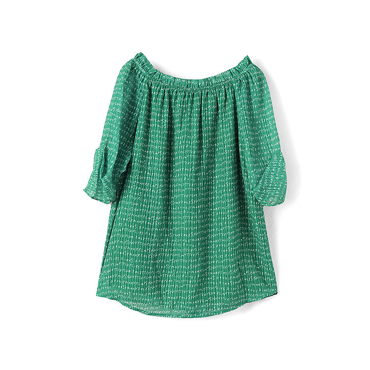 Verdant Breeze Semi Off-Shoulder Blouse