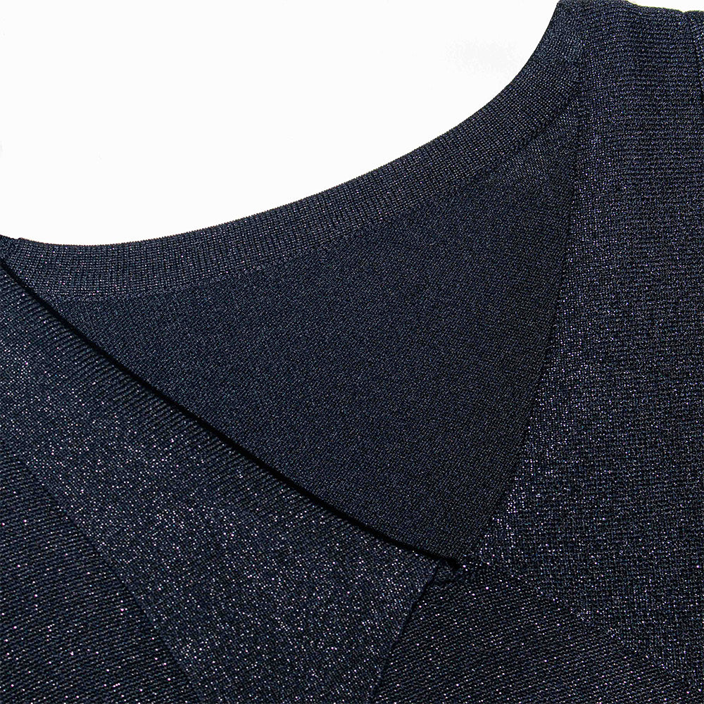 Knitted Black Dress with Textured Shimmer