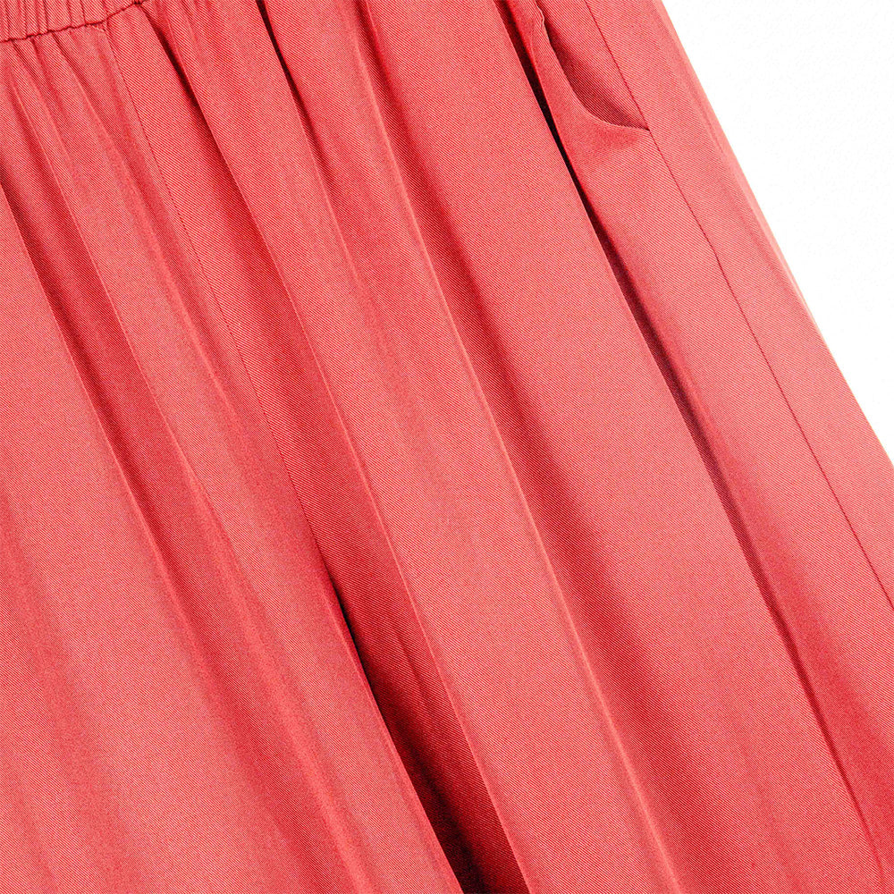 Red Wide-Leg Garter Pants