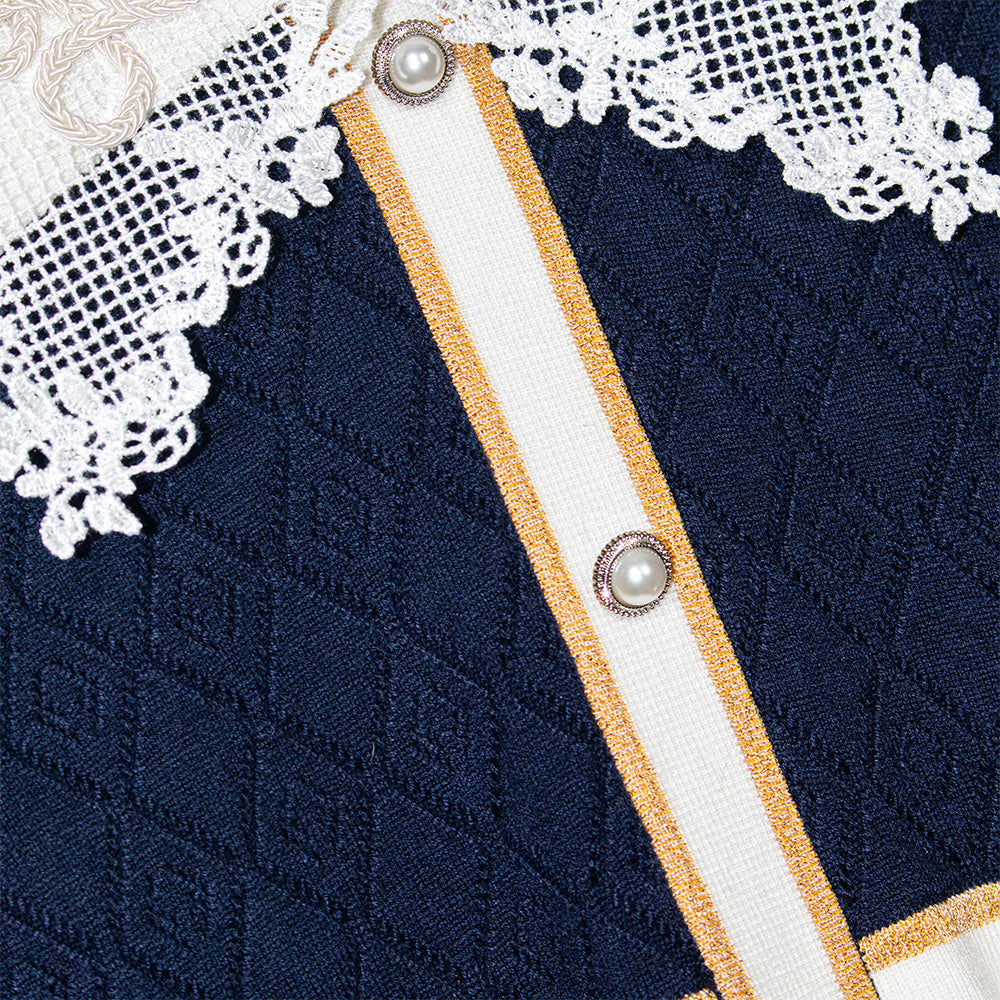 Knitted Lace Pearl Dress