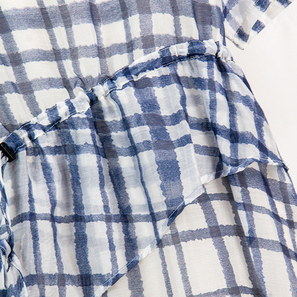 Blue Plaid Tie-Waist Dress