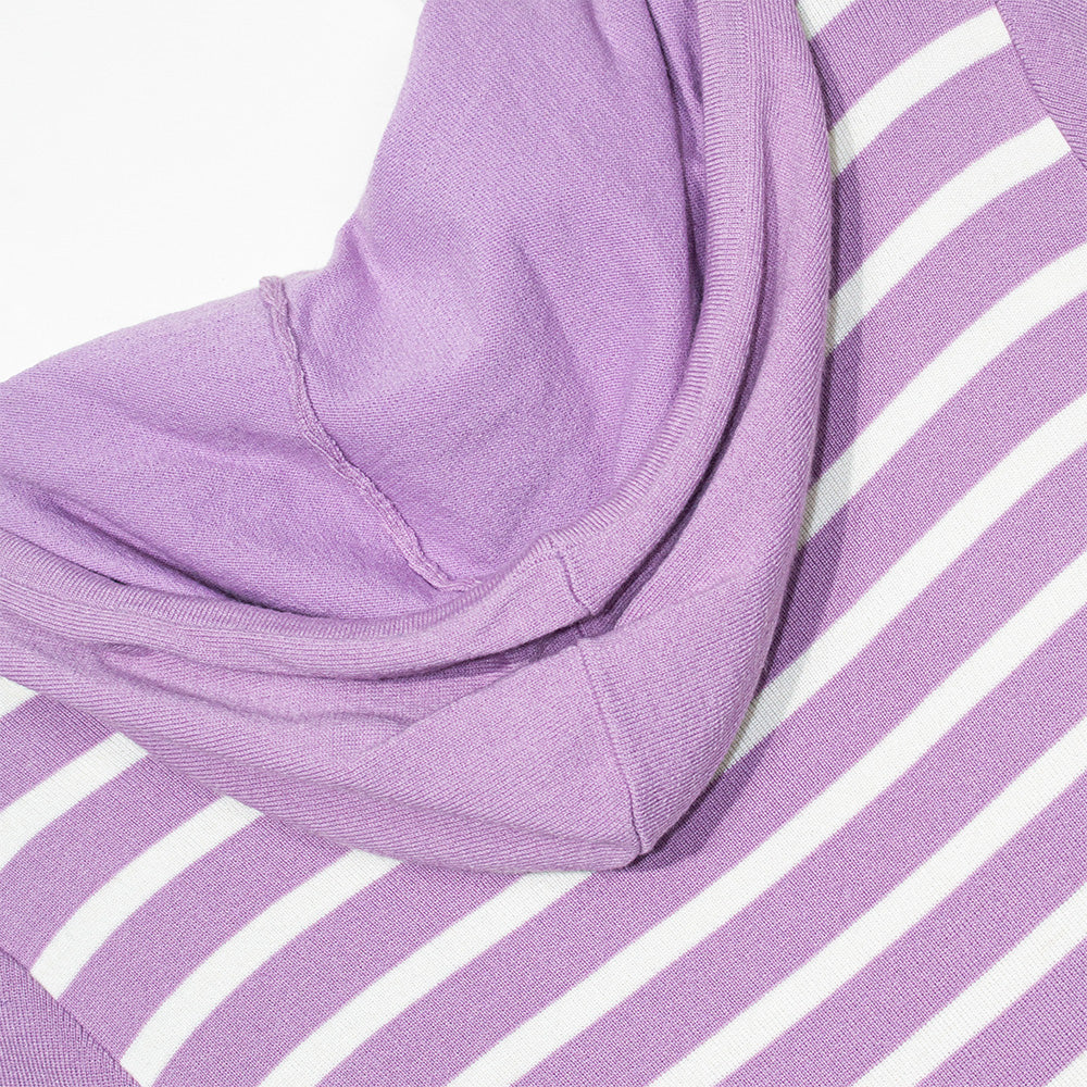 Knitted Striped Hoodie Dress with Side Tie