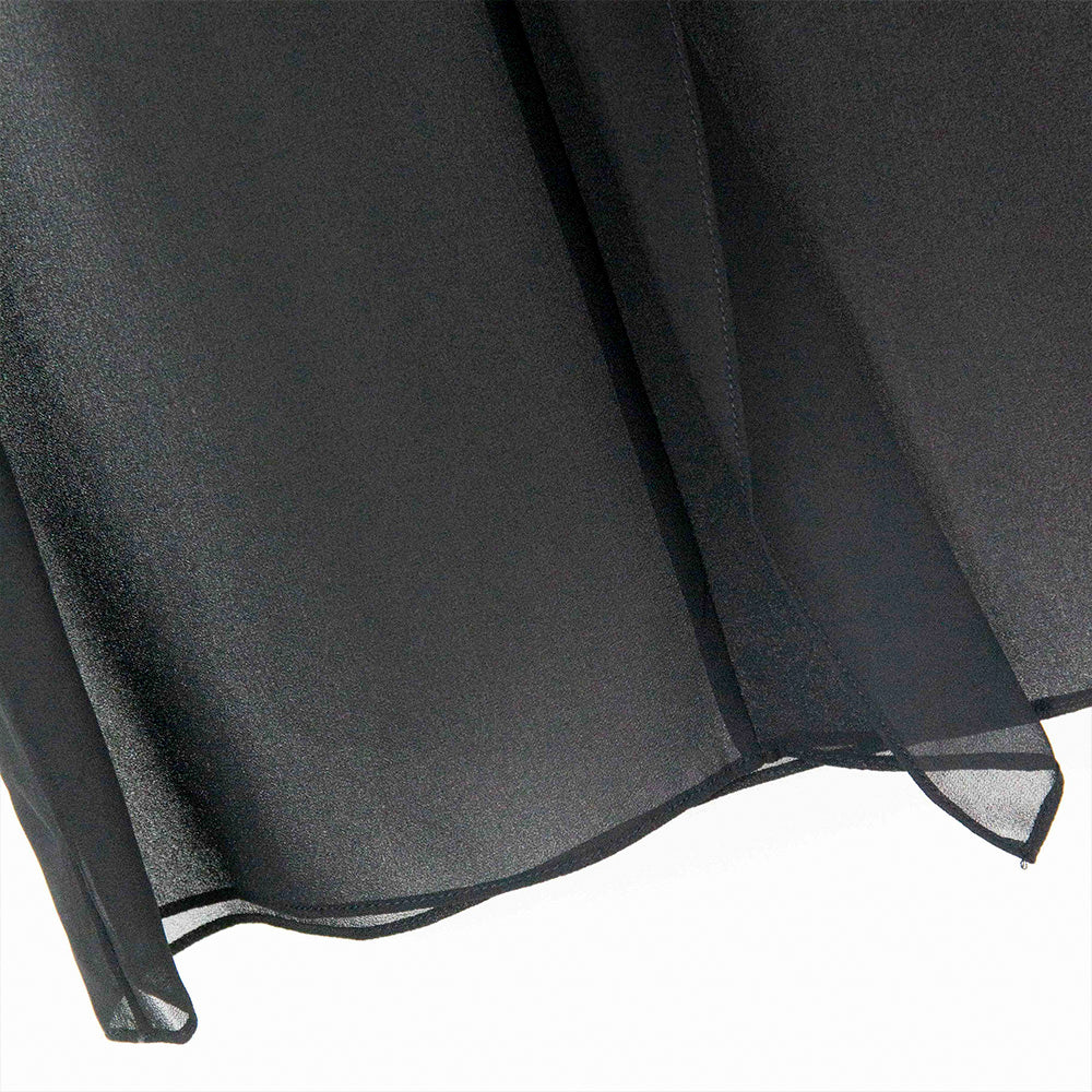 Semi-Sheer Black Ruffle Sleeve Blouse