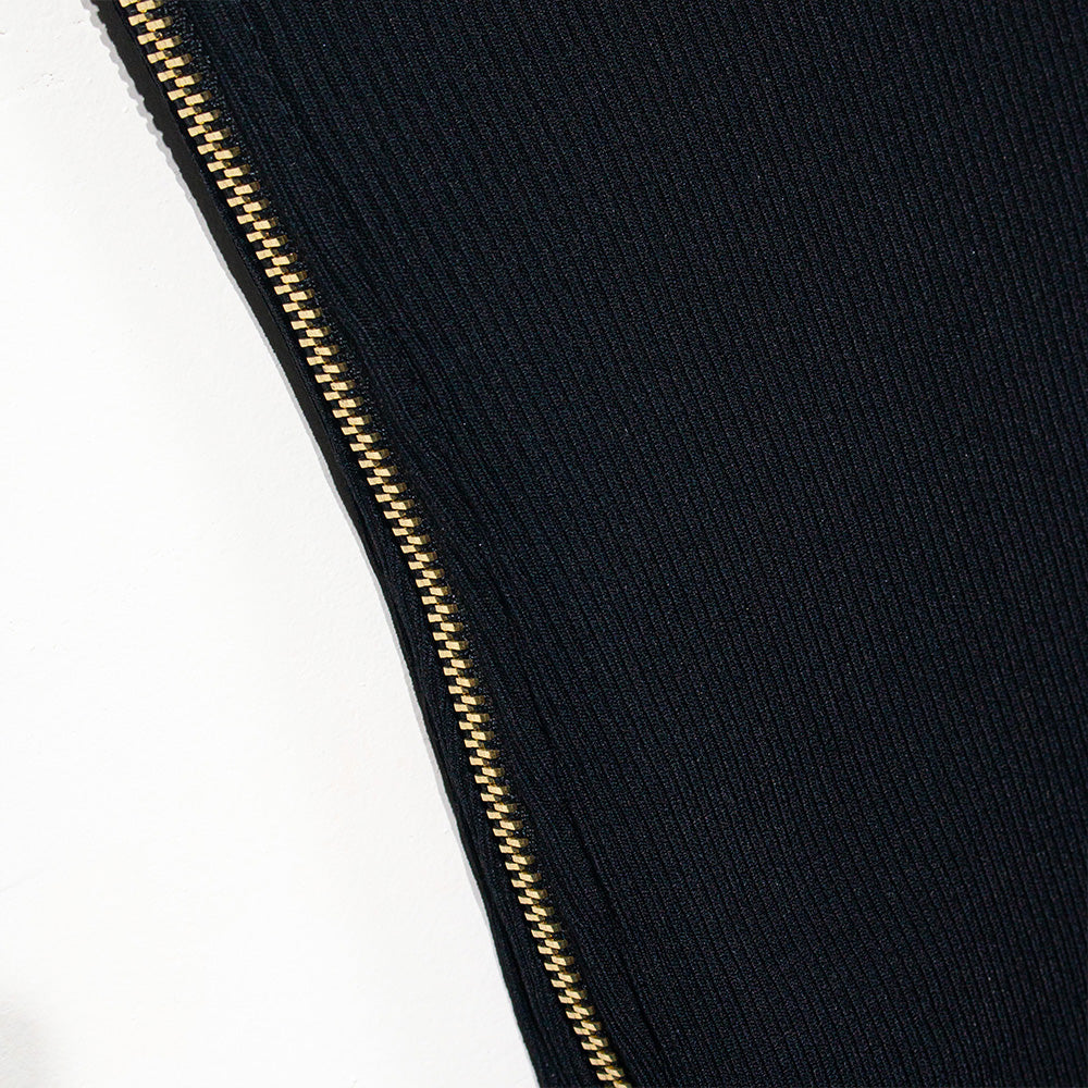 Knitted Black Dress with Pearl and Chain