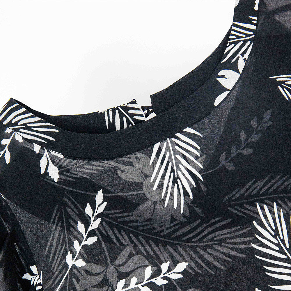 Semi-Sheer Floral Print Blouse
