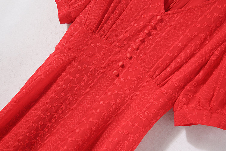 Fiery Red Lace Dress
