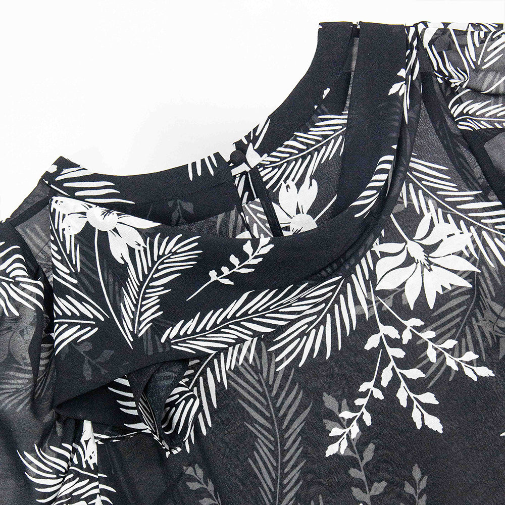 Semi-Sheer Floral Print Blouse