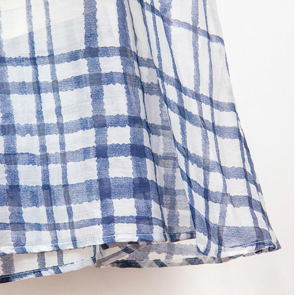 Blue Plaid Tie-Waist Dress
