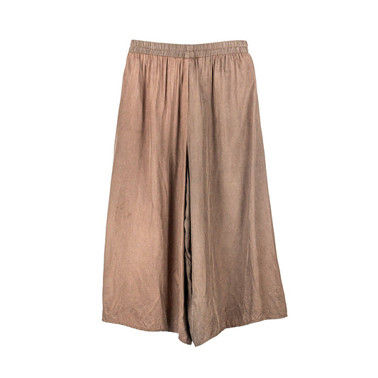 Mocha Sheer Panel Wide-Leg Garter Pants