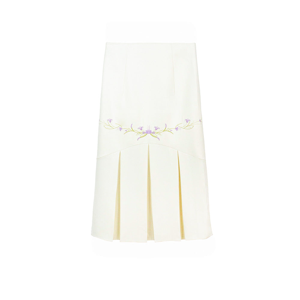 Pleated Floral Designed Skirt