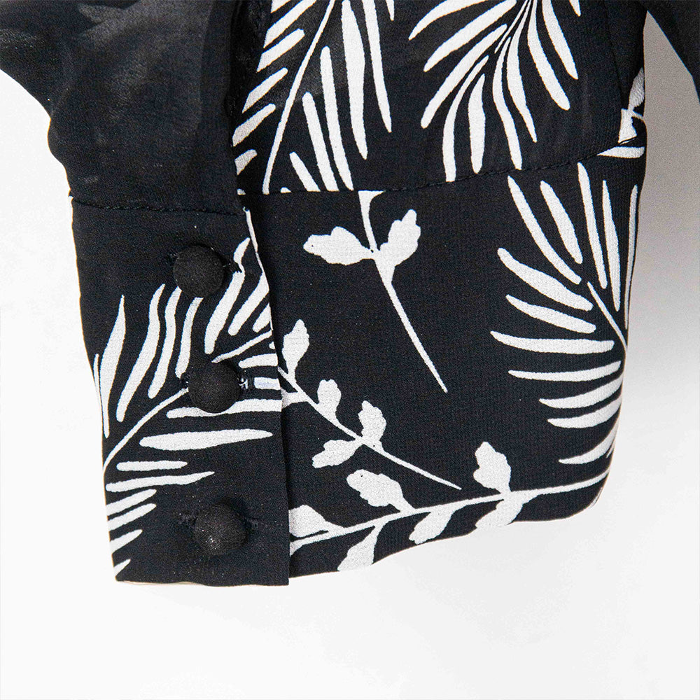 Semi-Sheer Floral Print Blouse