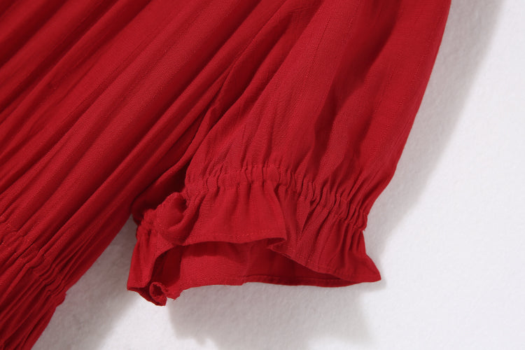 Ruby Radiance Stretch-Waist Dress