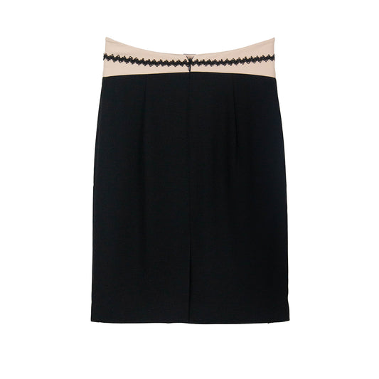 Black Skirt with Waist Lace Accent