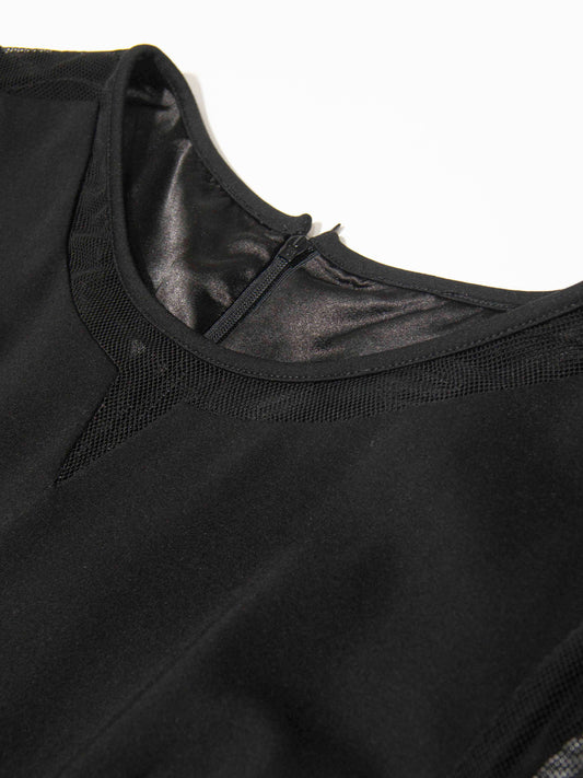Black Mesh Sleeve Sheath Dress