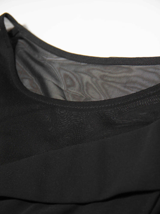 Illusion Neckline Fit & Flare Dress