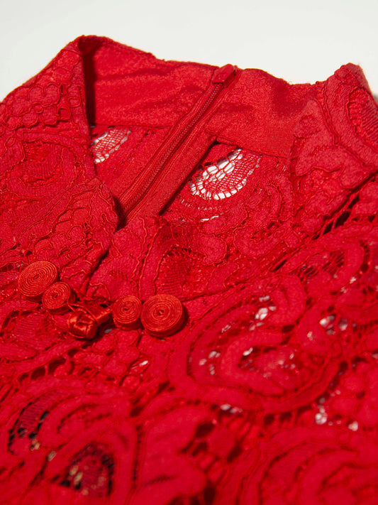 Lace Mandarin Collar Dress