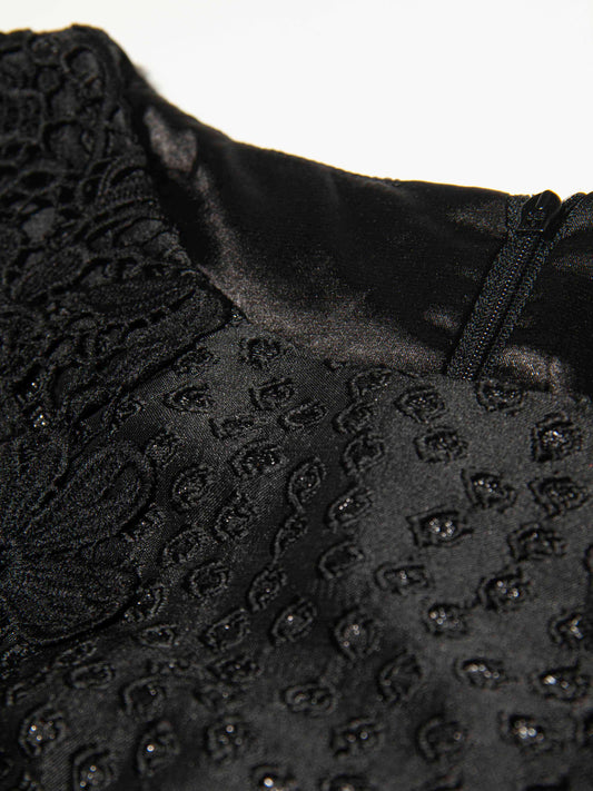 Midnight Lace Jacquard Dress