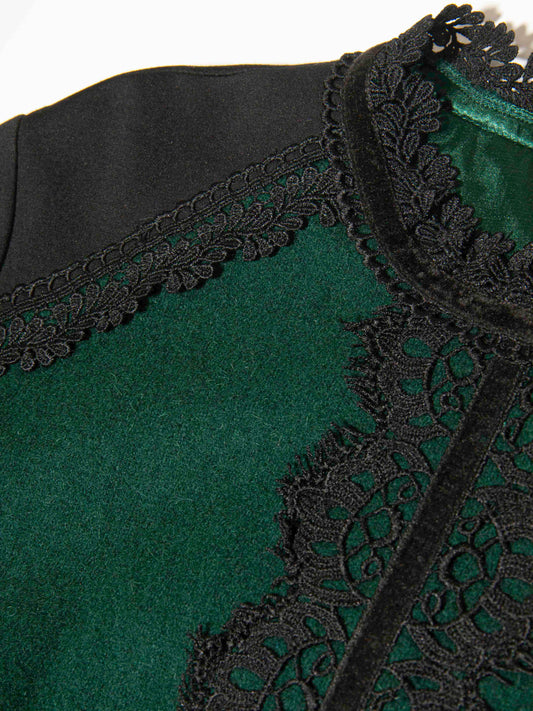 Emerald Lace Panel Dress