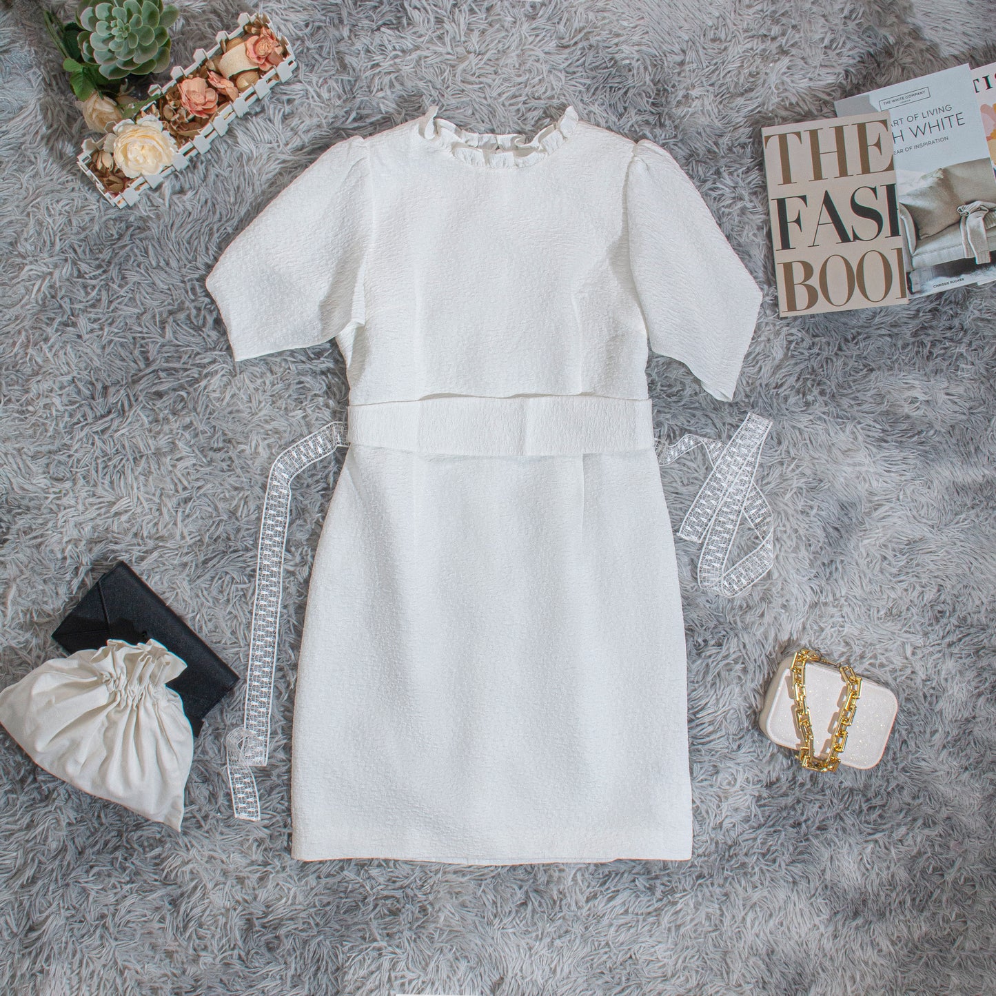 Textured Ruffle Charm Dress