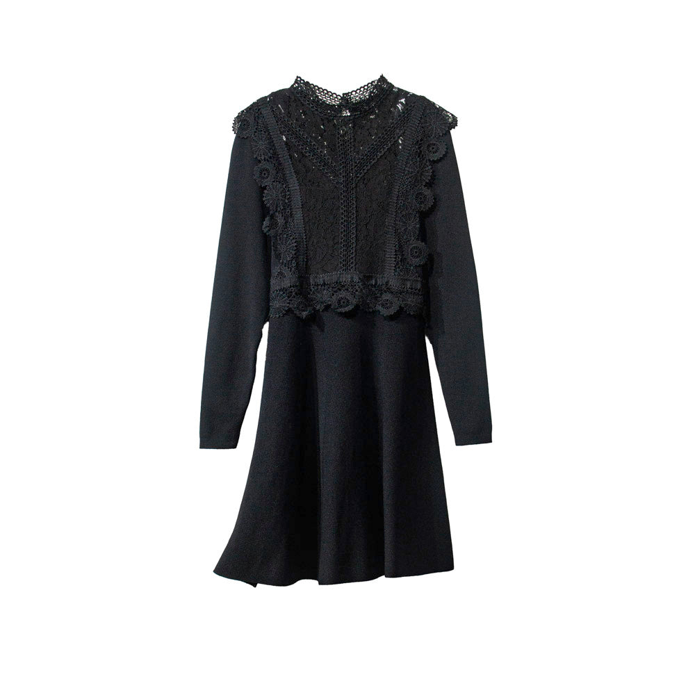 Knitted Black Lace Elegance Dress