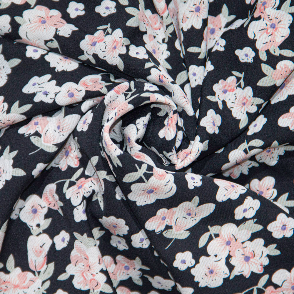 Semi-Sheer Floral Print Tie-Neck Blouse