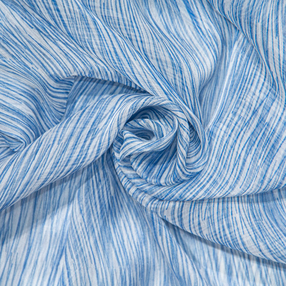 Semi-Sheer Blue Striped Sleeve Button-Down Blouse