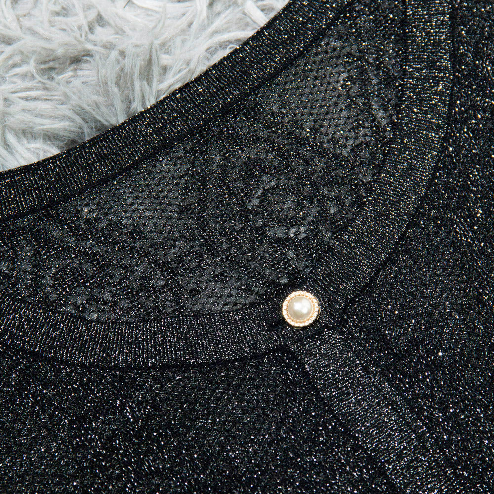 Knitted Black Shimmer Top