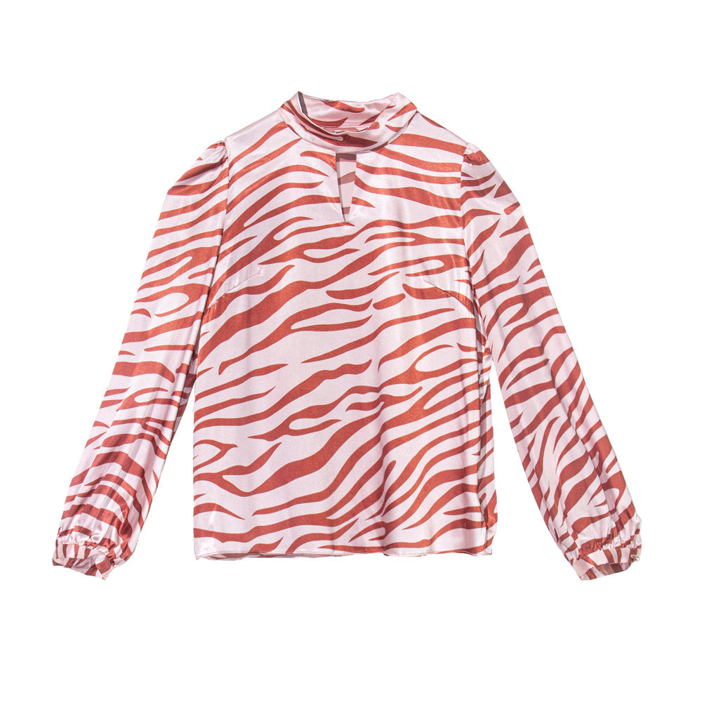 Striped High-Neck Blouse